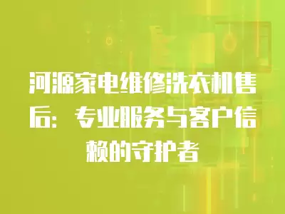 河源家电维修洗衣机售后:专业服务与客户信赖的守护者