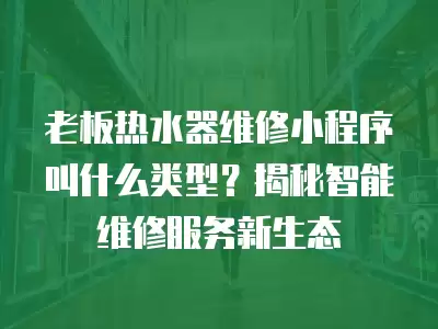 老板热水器维修小程序叫什么类型？揭秘智能维修服务新生态