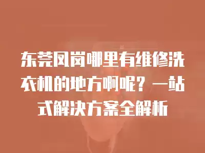 东莞凤岗哪里有维修洗衣机的地方啊呢？一站式解决方案全解析
