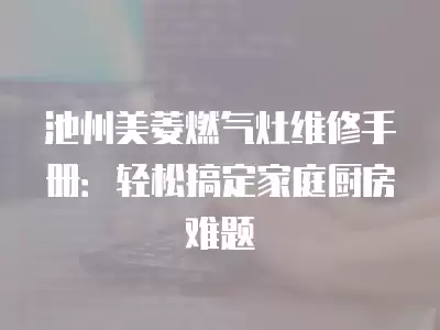 池州美菱燃气灶维修手册：轻松搞定家庭厨房难题