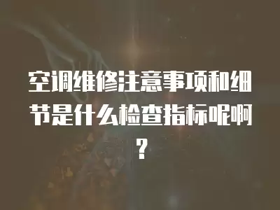 空调维修注意事项和细节是什么检查指标呢啊？