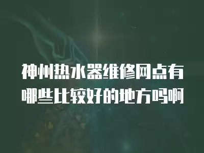 神州热水器维修网点有哪些比较好的地方吗啊