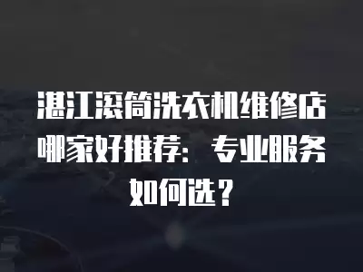 湛江滚筒洗衣机维修店哪家好推荐：专业服务如何选？