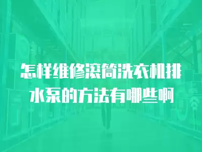 怎样维修滚筒洗衣机排水泵的方法有哪些啊