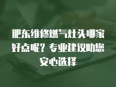 肥东维修燃气灶头哪家好点呢?专业建议助您安心选择