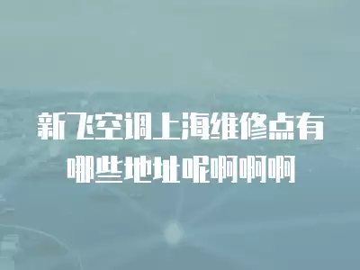 新飞空调上海维修点有哪些地址呢啊啊啊