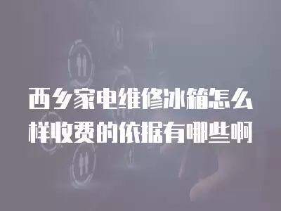 西乡家电维修冰箱怎么样收费的依据有哪些啊