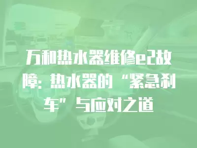 万和热水器维修e2故障: 热水器的“紧急刹车”与应对之道