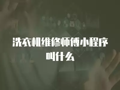 洗衣机维修师傅小程序叫什么