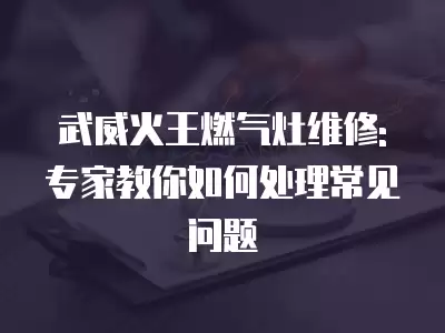 武威火王燃气灶维修: 专家教你如何处理常见问题