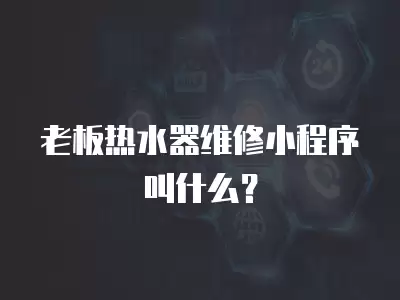 老板热水器维修小程序叫什么？