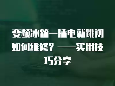 变频冰箱一插电就跳闸如何维修呢,变频冰箱一插电就跳闸如何维修