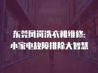 东莞凤岗洗衣机维修：小家电故障排除大智慧