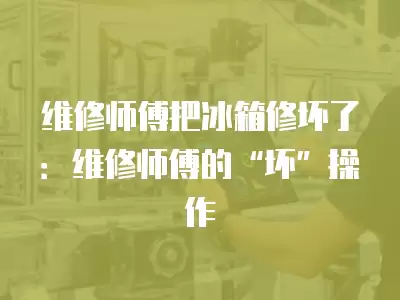 维修师傅把冰箱修坏了：维修师傅的“坏”操作
