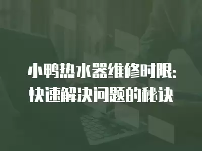 小鸭热水器维修时限：快速解决问题的秘诀