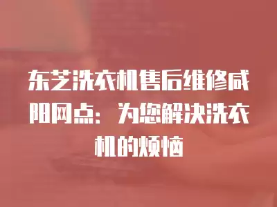 东芝洗衣机售后维修咸阳网点：为您解决洗衣机的烦恼