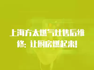 上海方太燃气灶售后维修: 让厨房燃起来!