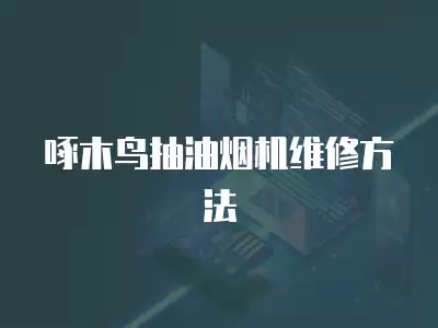 啄木鸟抽油烟机维修方法